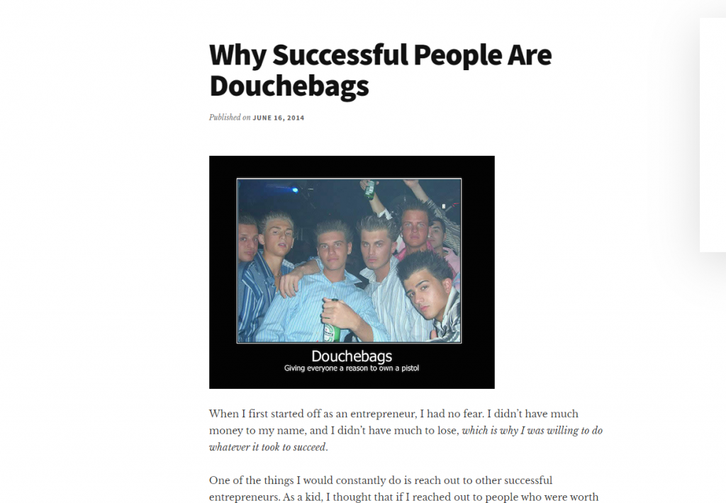 neil patel article about successful people being douchebags
