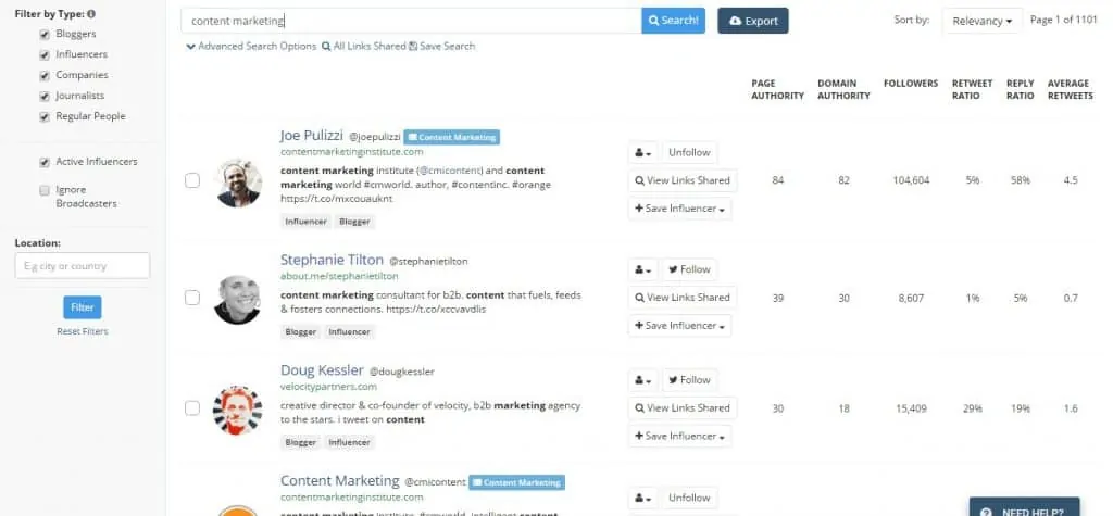 content marketing Twitter Influencers ~ BuzzSumo