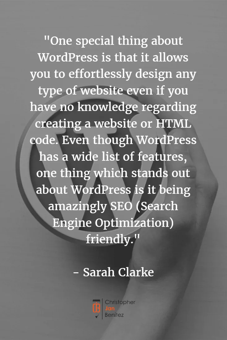 Quote about SEO benefits of wordpress
