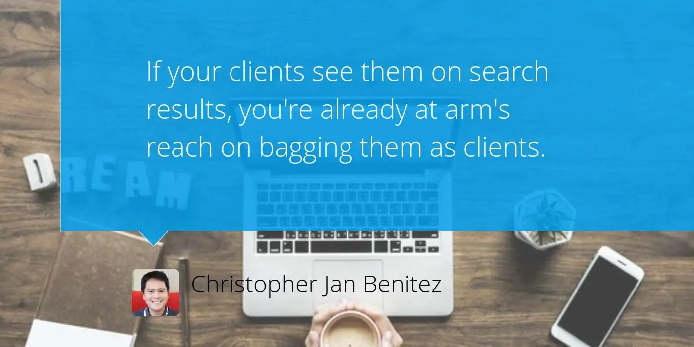 CJB quote about clients and google search