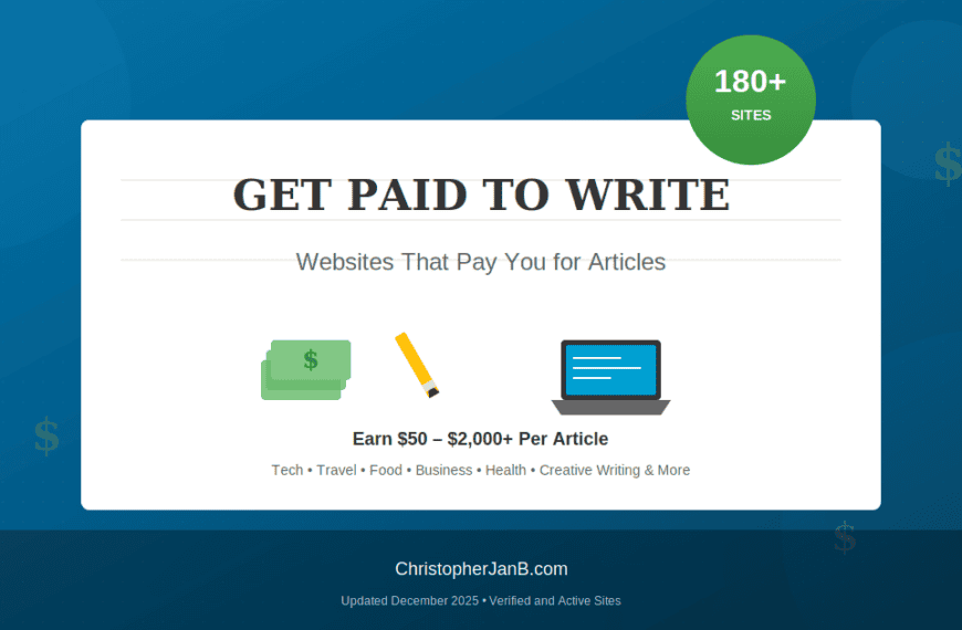 Get Paid to Write - Websites that Pay You for Articles