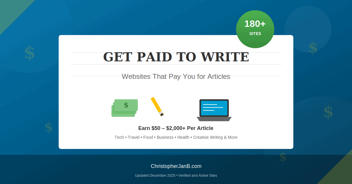 Get Paid to Write - Websites that Pay You for Articles