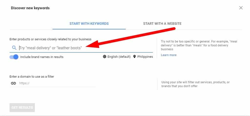keyword planner - discover new keywords