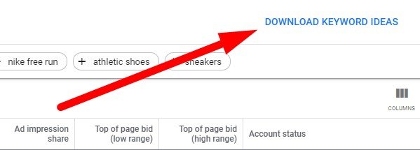 keyword planner - download keyword ideas