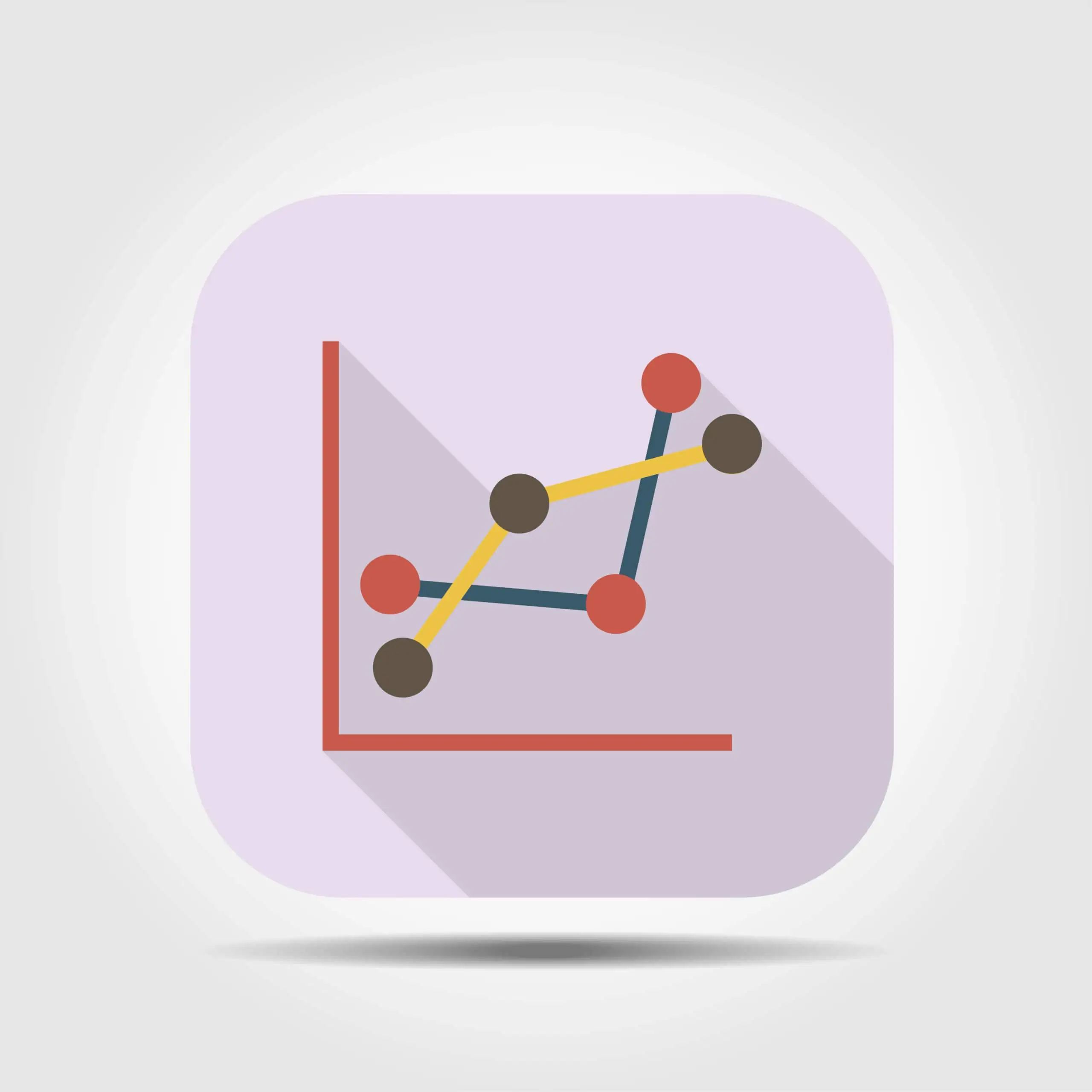 statistics graph flat icon with long shadow, vector illustration