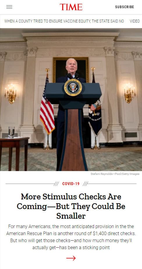 mobile-first experience on time.com