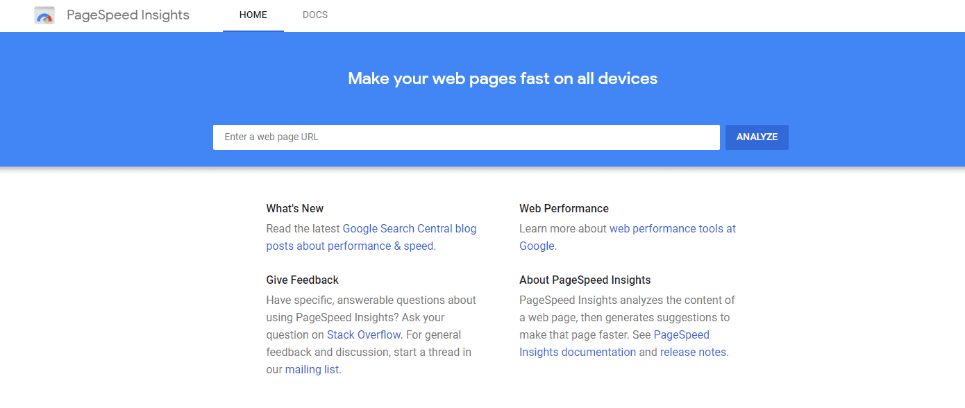google pagespeed insights