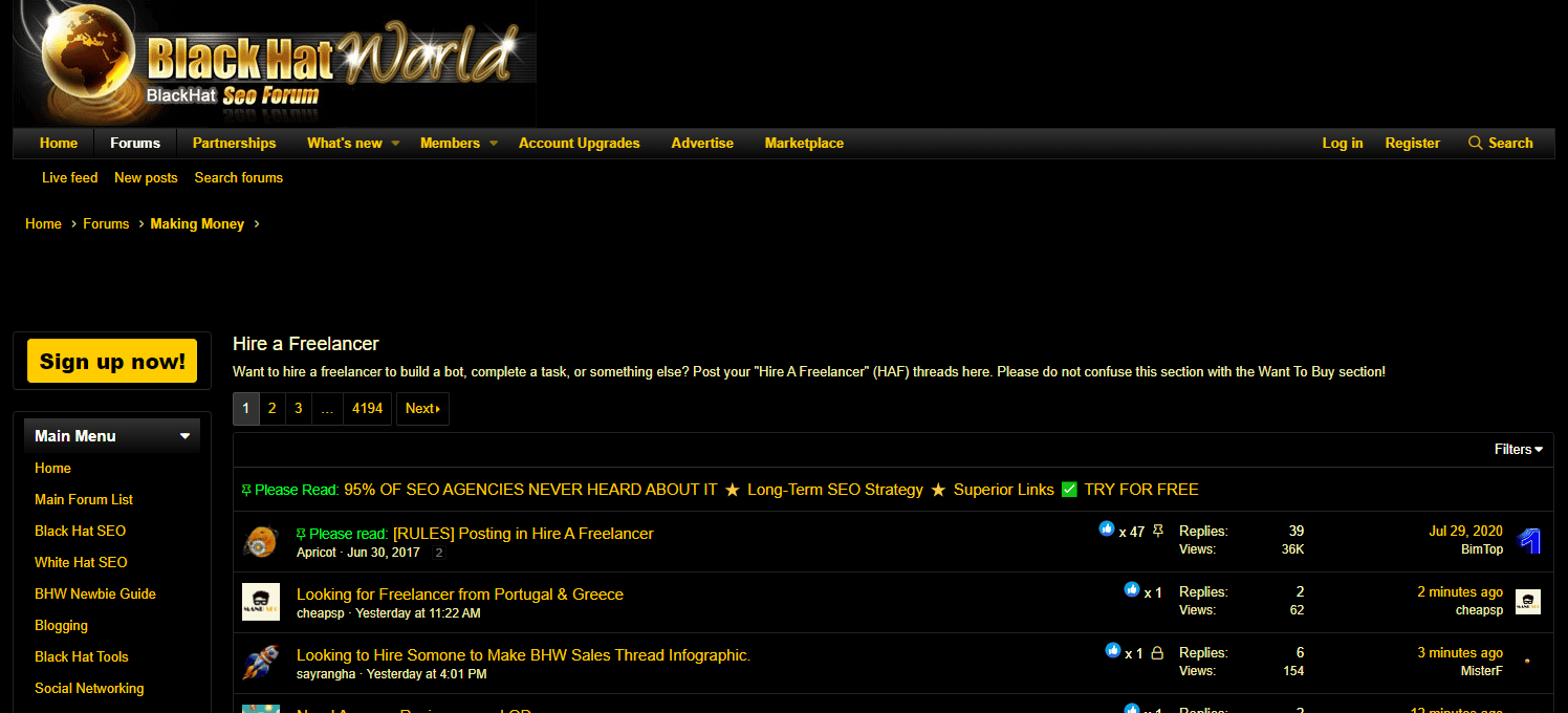 black hat world - hire a freelancer
