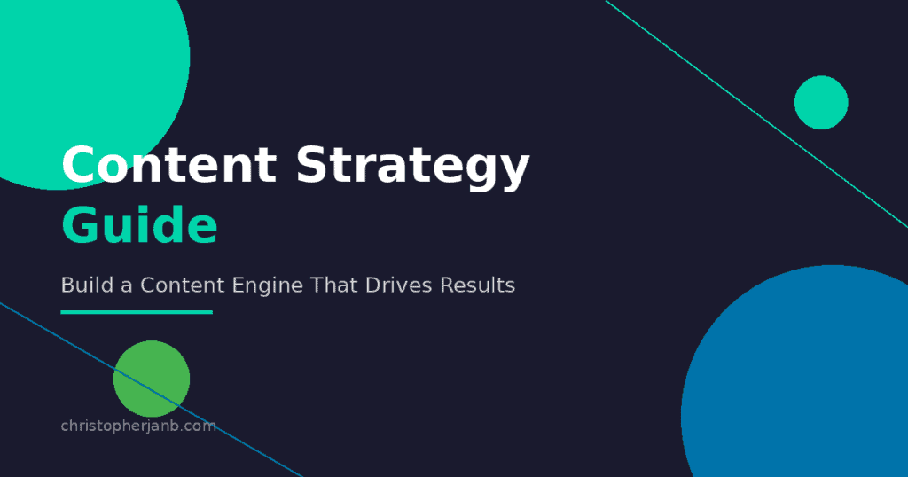 Content Strategy Guide featured image with title text and geometric shapes on dark blue background