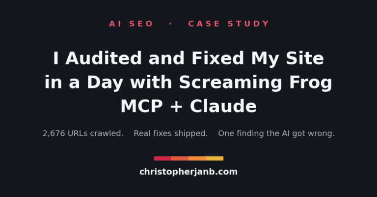 Screaming Frog MCP + Claude: How I Audited and Fixed My Site in a Day (and the One Thing the AI Got Wrong)