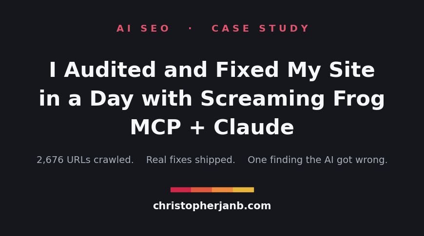 Screaming Frog MCP + Claude: How I Audited and Fixed My Site in a Day (and the One Thing the AI Got Wrong)