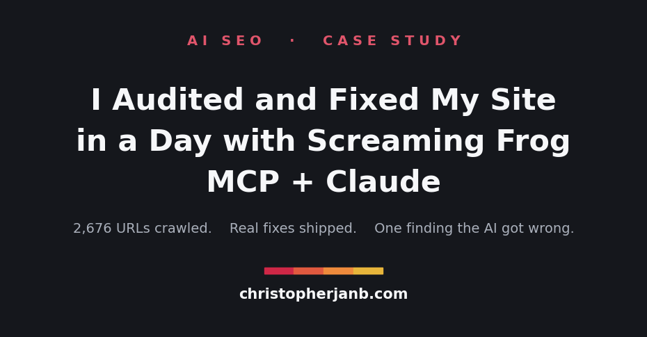 Screaming Frog MCP + Claude: How I Audited and Fixed My Site in a Day (and the One Thing the AI Got Wrong)