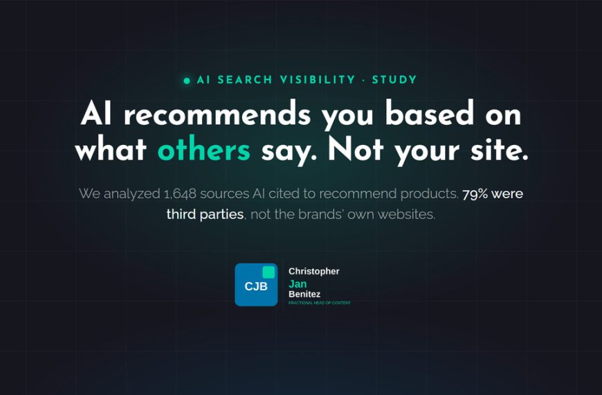 AI recommends you based on what others say, not your own website. 79% of cited sources are third parties.