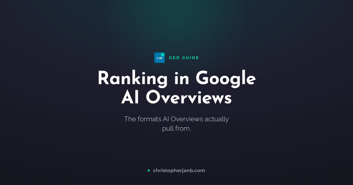 Ranking in Google AI Overviews: the formats AI Overviews pull from